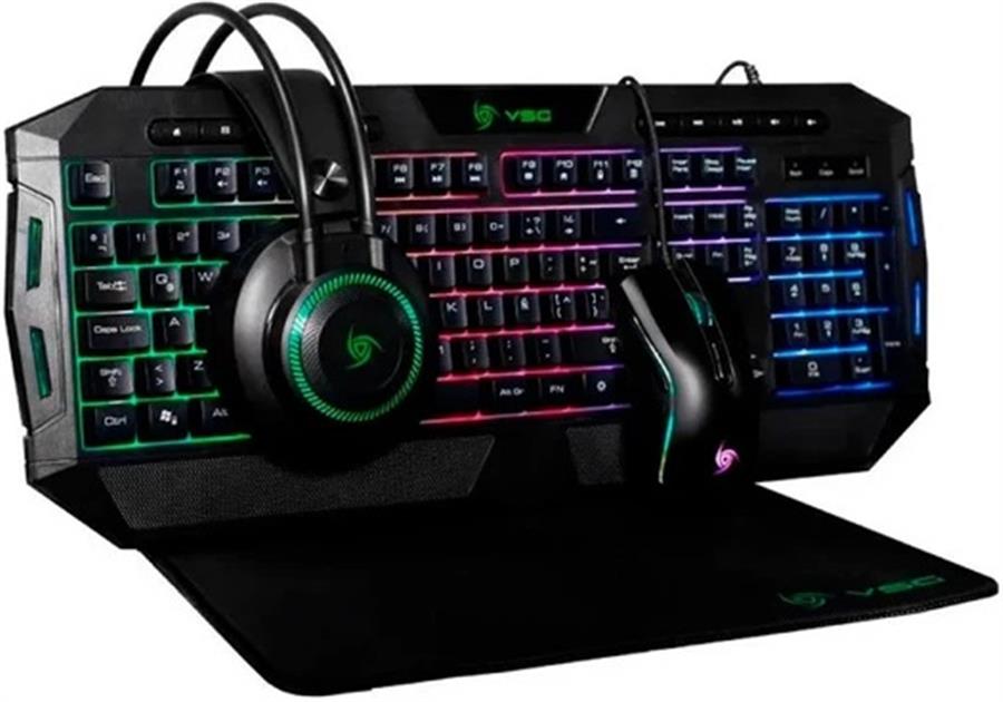 Kit Gamer VSG Crux (auricular + mouse + pad + teclado)