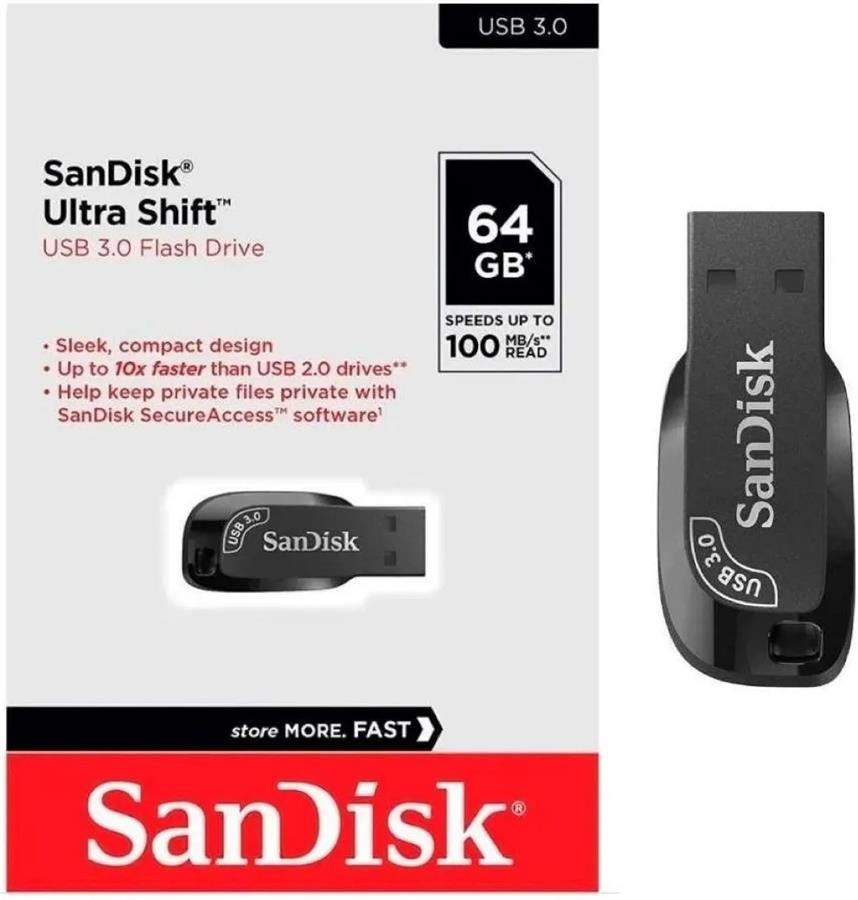 Pendrive 64GB Sandisk Ultra Shift USB 3.0