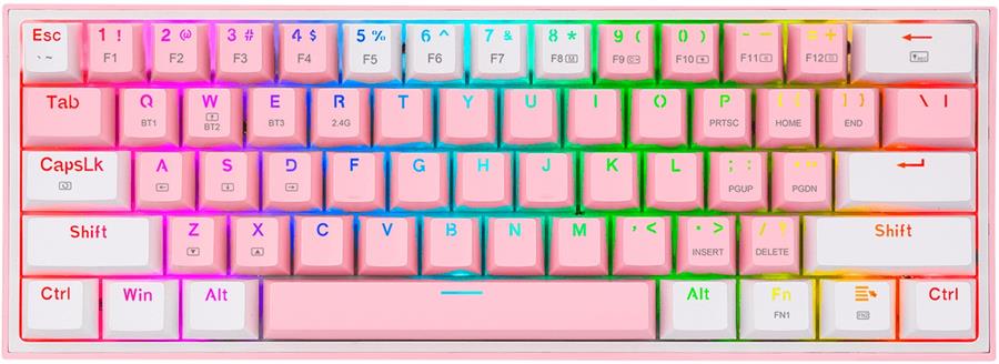 Teclado Redragon Fizz Pro Pink/White K616 RGB