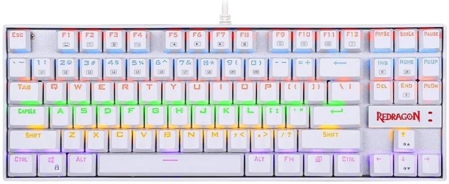 Teclado Redragon Kumara White K552 Rainbow Switch Red