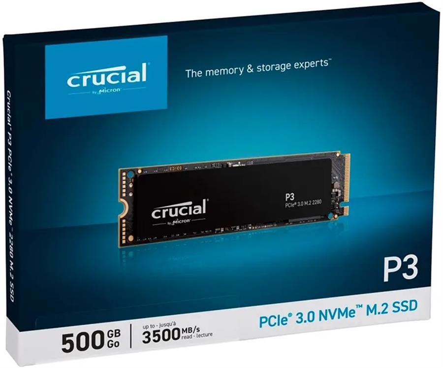 Disco Sólido SSD 500GB Crucial P3 Gen3 M2 NVMe