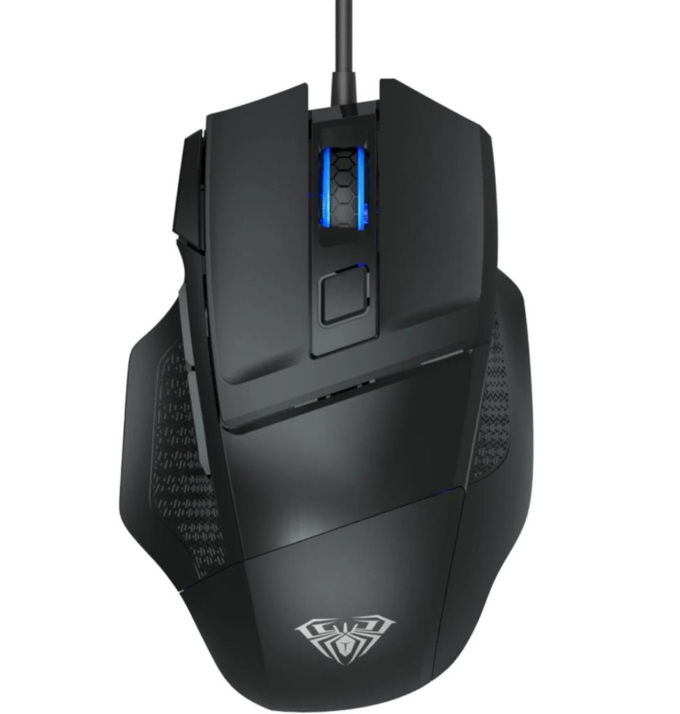 MOUSE AULA S12 WIRED NEGRO USB RGB 12800 DPI 7D