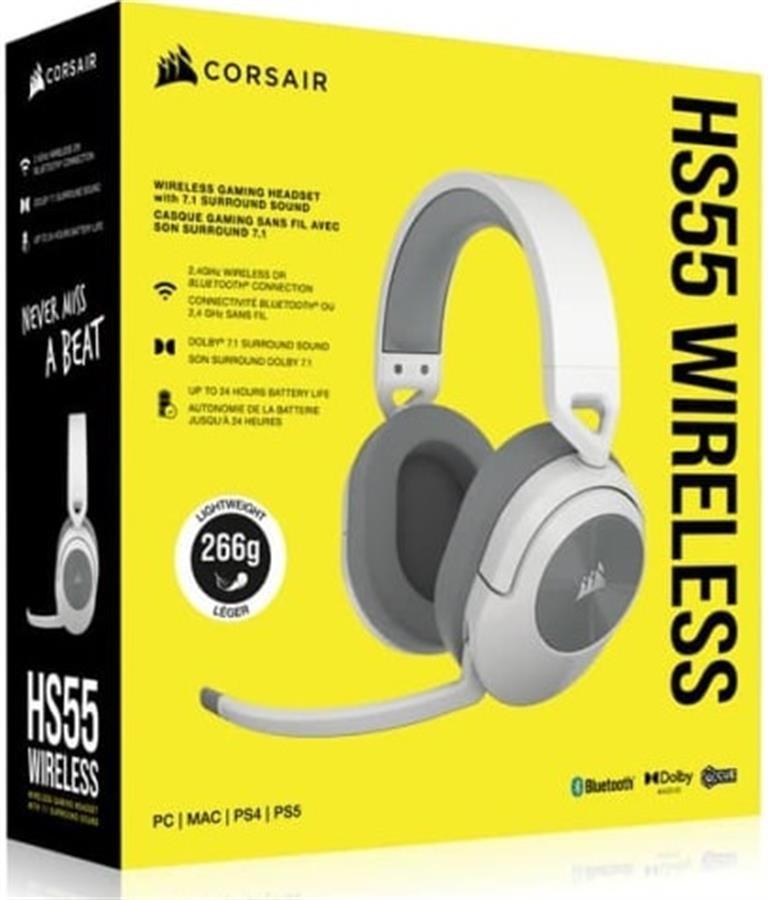 Auricular Corsair HS55 White Wireless