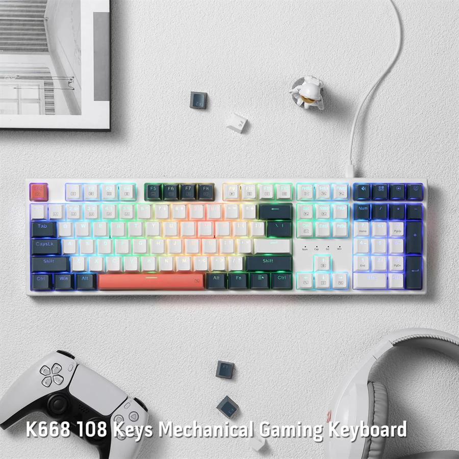 Teclado Redragon Trundle K668WBO-RGB Switch Red