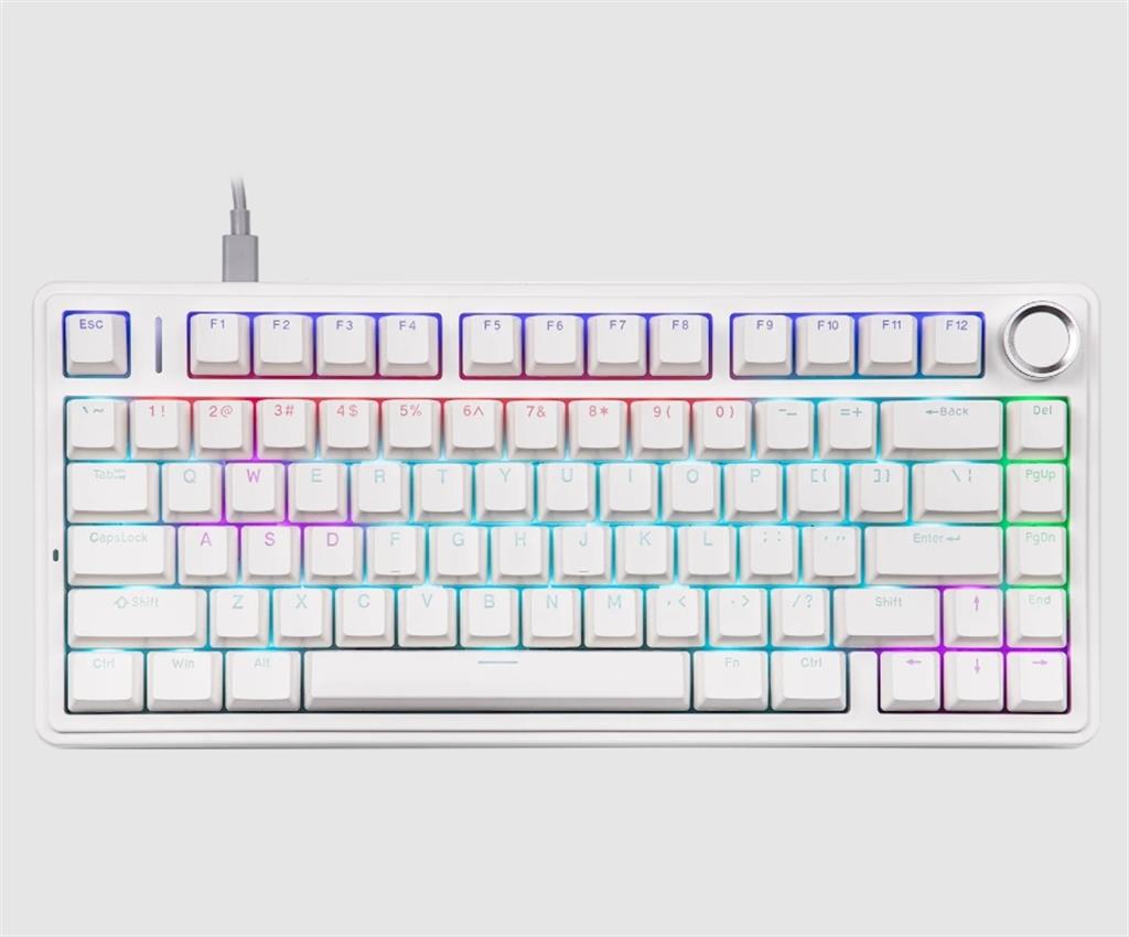 TECLADO MECANICO AULA F75 WIRED BLANCO 75% RAINBOW RGB SW RED INGLES