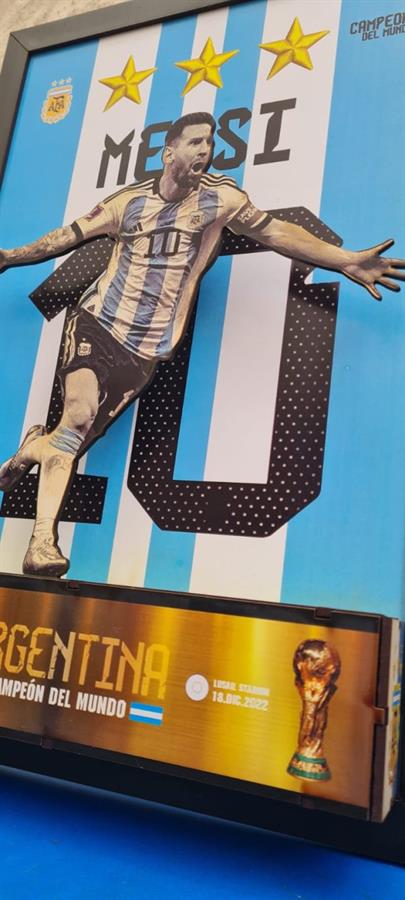 Cuadro Super 3D Messi Campeón Del Mundo