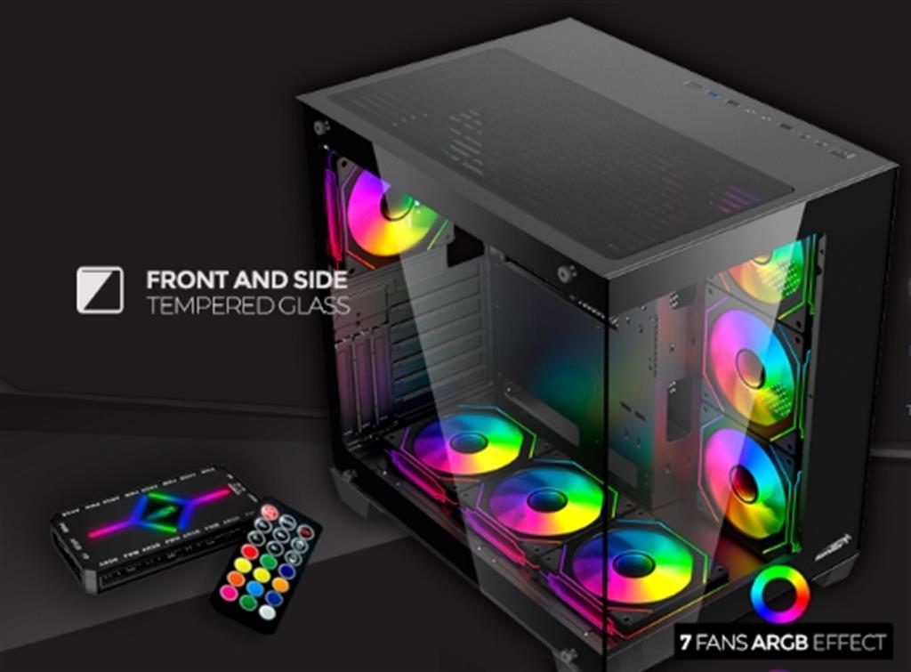 Gabinete Sentey A35 Pro black 7 Coolers ARGB C/control remoto