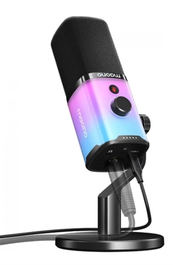 Micrófono condensador Maono PD100x Rgb Pt Streamer USB Gamer, color negro