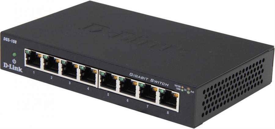 SWITCH 8 PUERTOS GIGABIT 10/100/1000Mbps Metalico