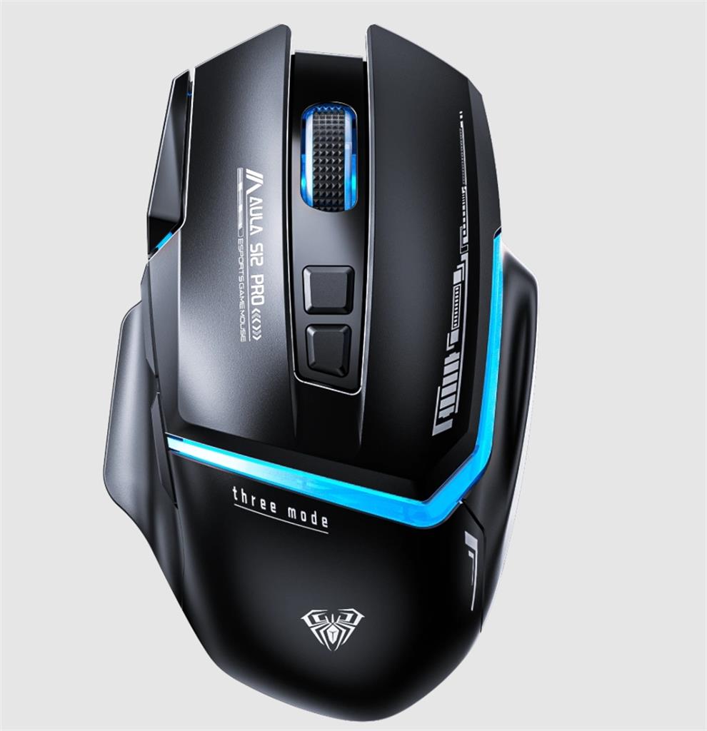 MOUSE AULA S12 PRO WIRED NEGRO USB RGB 12800 DPI 7D